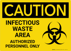 Caution: Infectious Waste Area - Authorized Personnel Only Landscape - Wall Sign